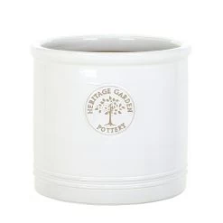 Woodlodge 38cm White / Cream Glazed Heritage Cylinder Pot -Outdoor Garden Care 5021346500646 3