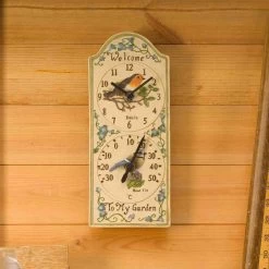 Outside In 28cm Birdberry Wall Clock & Thermometer -Outdoor Garden Care 5050642006385 3