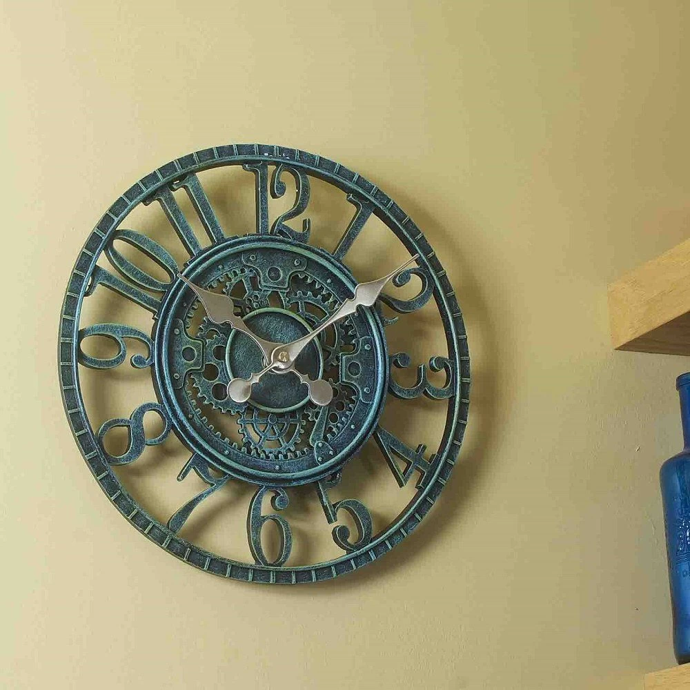 Outside In 12" Verdigris Newby Wall Clock 4 Outside In 12" Verdigris Newby Wall Clock - Image 2