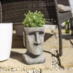 La Hacienda 26cm Resin Easter Island Head Planter -Outdoor Garden Care 5055025558239 3