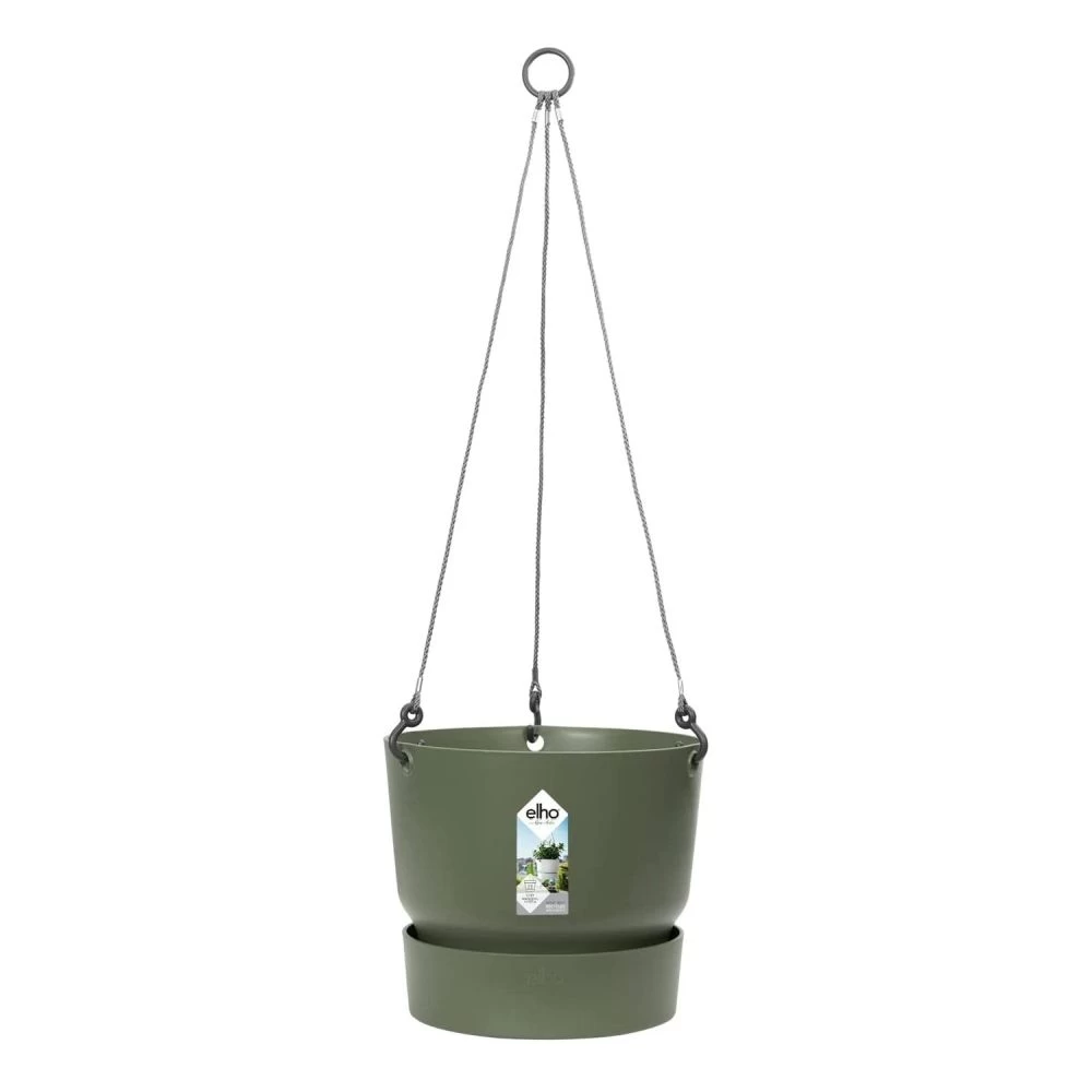 Elho 24cm Leaf Green Greenville Hanging Basket Planter 3 Elho 24cm Leaf Green Greenville Hanging Basket Planter
