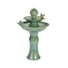 Lumineo 67cm Green Ceramic Two-Tier Bird Basin Water Fountain -Outdoor Garden Care 8720093393330