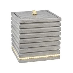 Lumineo 35cm Light Grey Modern Square Ribbed Water Fountain With LEDs