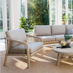 Kettler Cora Rope Lounge Wooden Armchair (Pair) -Outdoor Garden Care 9333190256874 3